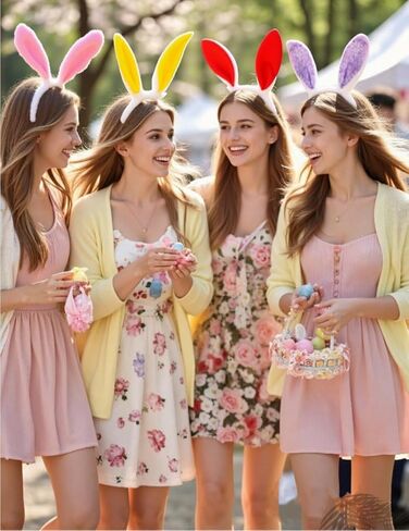 12Pcs Easter Bunny Ears Headbands, Rabbit Ear Hairbands for Easter Birthday Halloween Party Favors for Women in Saudi Arabia