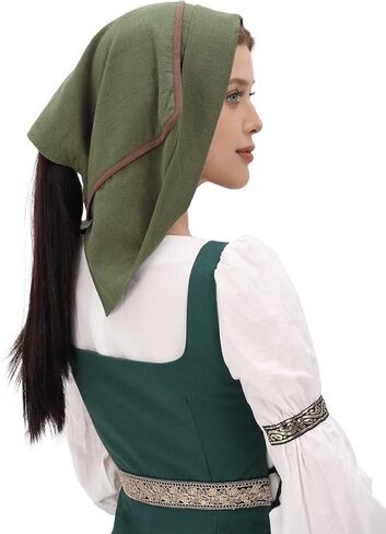 DAZCOS Dookum Hood Hat Women Medieval Renaissance Reversible Fold-Up Rustic Linen-Blend Cowl for Costume Everyday Wear in Kuwait