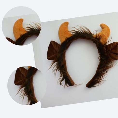 3 Pieces Plush Animal Ears Headband with Bow Tie Tail Halloween Beast Ears Horns Headband for Cosplay Costume Party Accessories in Saudi Arabia