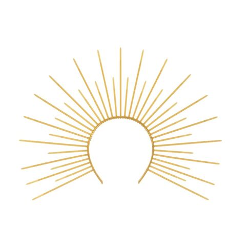 Halloween Halo Sun Crown Spiked Headband Gold Sun Goddess Headpiece Handmade Headdress for Women Cosplay Masquerade Party Clothing Accessories in Saudi Arabia