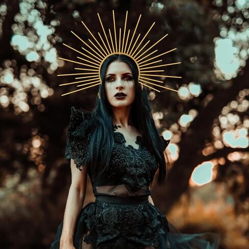 Halloween Halo Sun Crown Spiked Headband Gold Sun Goddess Headpiece Handmade Headdress for Women Cosplay Masquerade Party Clothing Accessories in Saudi Arabia