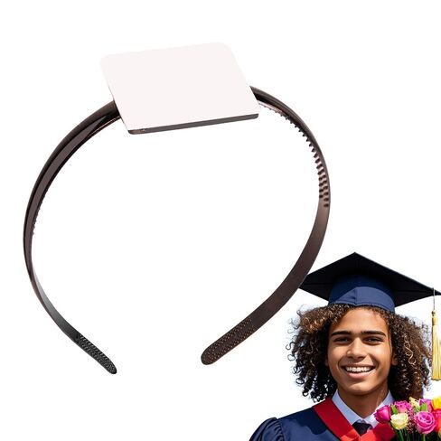 Square Graduation Cap HeadBand, Not Change Hair, Firm Anti-Fall Hairband for Graduates, Students (1, Black) in Saudi Arabia