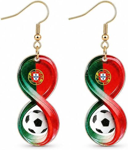 World Soccer Cup Earrings for Women Soccer Ball Earrings National Flag Infinity Dangle Game Day Sports Fan Jewelry Mom Party Favors Gifts in Saudi Arabia