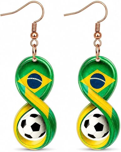 World Soccer Cup Earrings for Women Soccer Ball Earrings National Flag Infinity Dangle Game Day Sports Fan Jewelry Mom Party Favors Gifts in Kuwait