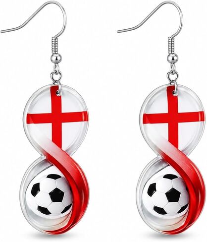 World Soccer Cup Earrings for Women Soccer Ball Earrings National Flag Infinity Dangle Game Day Sports Fan Jewelry Mom Party Favors Gifts in Kuwait