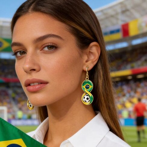 World Soccer Cup Earrings for Women Soccer Ball Earrings National Flag Infinity Dangle Game Day Sports Fan Jewelry Mom Party Favors Gifts in Kuwait