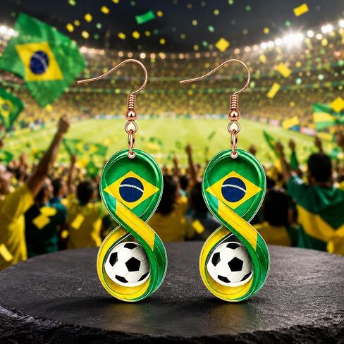 World Soccer Cup Earrings for Women Soccer Ball Earrings National Flag Infinity Dangle Game Day Sports Fan Jewelry Mom Party Favors Gifts in Kuwait