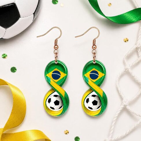 World Soccer Cup Earrings for Women Soccer Ball Earrings National Flag Infinity Dangle Game Day Sports Fan Jewelry Mom Party Favors Gifts in Kuwait