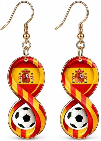 World Soccer Cup Earrings for Women Soccer Ball Earrings National Flag Infinity Dangle Game Day Sports Fan Jewelry Mom Party Favors Gifts in Kuwait