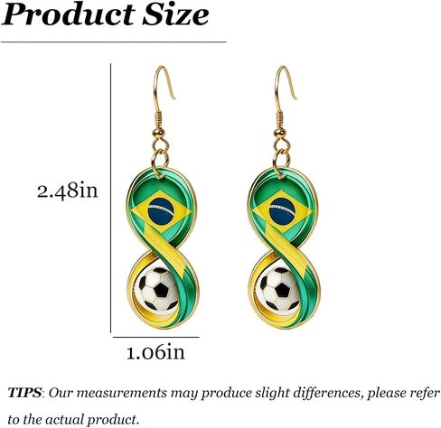 World Soccer Cup Earrings for Women Soccer Ball Earrings National Flag Infinity Dangle Game Day Sports Fan Jewelry Mom Party Favors Gifts in Kuwait