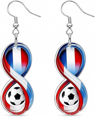 World Soccer Cup Earrings for Women Soccer Ball Earrings National Flag Infinity Dangle Game Day Sports Fan Jewelry Mom Party Favors Gifts in Kuwait