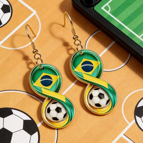 World Soccer Cup Earrings for Women Soccer Ball Earrings National Flag Infinity Dangle Game Day Sports Fan Jewelry Mom Party Favors Gifts in Kuwait