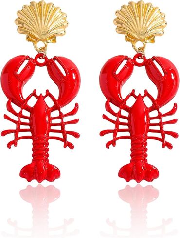 Creative Exaggerated Ocean Animal Drop Dangle Earrings for Women, Bohemia Style Alloy Lobster Octopus Fish Crab Earrings for Summer Beach Holiday Party Jewelry Gifts in Kuwait
