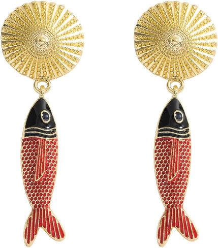 Creative Exaggerated Ocean Animal Drop Dangle Earrings for Women, Bohemia Style Alloy Lobster Octopus Fish Crab Earrings for Summer Beach Holiday Party Jewelry Gifts in Kuwait