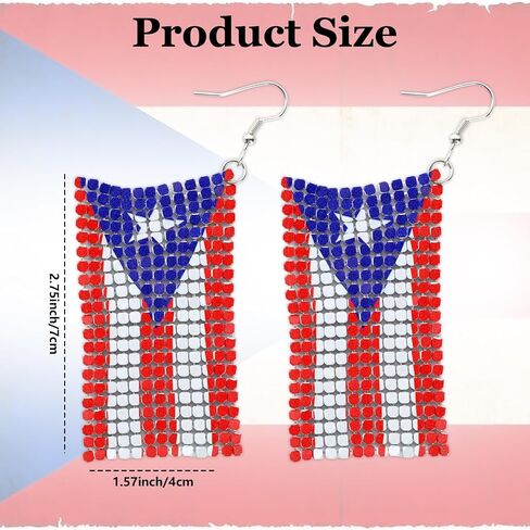 gisgfim Puerto Rico Flag Earrings for Women Lightweight Aluminum Dangle Earrings Hook Fashion Puerto Rico Jewelry Gifts (Alloy Mesh) in Kuwait