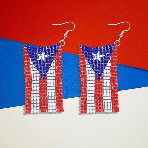 gisgfim Puerto Rico Flag Earrings for Women Lightweight Aluminum Dangle Earrings Hook Fashion Puerto Rico Jewelry Gifts (Alloy Mesh) in Kuwait