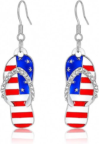 Patriotic Earrings for Women, 4th of July Earrings with 250 Anniversary USA Flag Design, Red White Blue Dangle Earrings for Fourth of July Outfit Women, American Independence Day Jewelry in Kuwait
