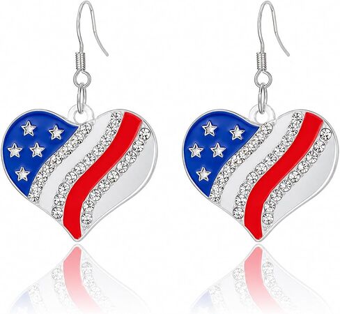 Patriotic Earrings for Women, 4th of July Earrings with 250 Anniversary USA Flag Design, Red White Blue Dangle Earrings for Fourth of July Outfit Women, American Independence Day Jewelry in Kuwait
