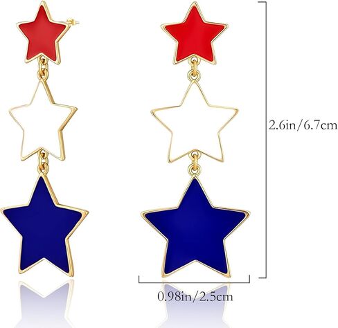 4th of July Earrings for Women Red White and Blue USA Star Dangle Drop Earring Independence Day American Flag Patriotic Earrings Jewelry Gift Fourth of July Outfits Accessories Party Decorations in Saudi Arabia