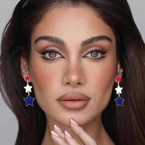 4th of July Earrings for Women Red White and Blue USA Star Dangle Drop Earring Independence Day American Flag Patriotic Earrings Jewelry Gift Fourth of July Outfits Accessories Party Decorations in Saudi Arabia