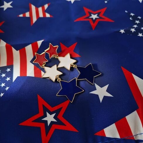 4th of July Earrings for Women Red White and Blue USA Star Dangle Drop Earring Independence Day American Flag Patriotic Earrings Jewelry Gift Fourth of July Outfits Accessories Party Decorations in Saudi Arabia