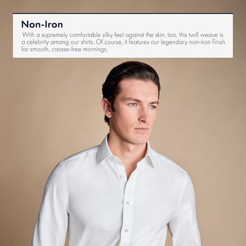 Charles Tyrwhitt Shirts for Men – Twill Non-Iron Formal Dress Shirt – Long Sleeve Cotton Shirt –Extra Slim Fit Classic Collar in Saudi Arabia