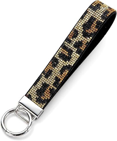 Bling Rhinestone Keychain Wristlet Cute Wrist Car Key Chain Holder Leather Keychains Fashion Gifts for Women in Saudi Arabia