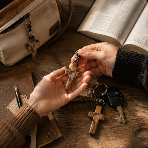 3 PCS Christian Cross Keychain for Women,Wooden Pocket Cross Fidget Keychain for Men,Cross My Heart,Small Jesus Keychains for Encouragement,Stress/Anxiety Relief,Christmas Gift Family in Saudi Arabia
