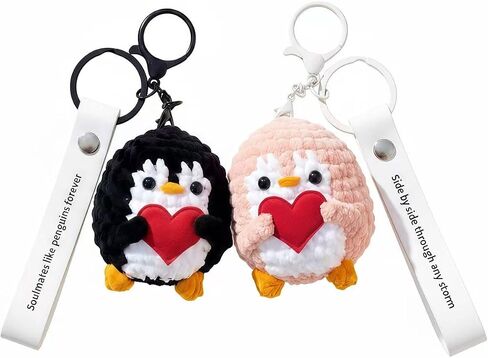 Penguin Keychain Gift for Birthday, Him&Her, Boyfriend, Girlfriend & Best Friends | Crochet Kawaii Bag Charm Backpack Accessories(2 Pack) in Saudi Arabia