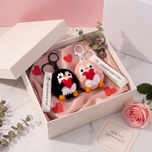 Penguin Keychain Gift for Birthday, Him&Her, Boyfriend, Girlfriend & Best Friends | Crochet Kawaii Bag Charm Backpack Accessories(2 Pack) in Saudi Arabia