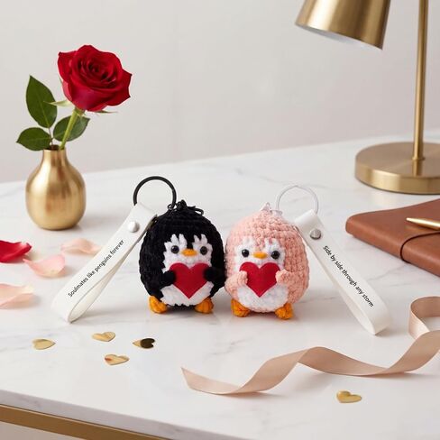 Penguin Keychain Gift for Birthday, Him&Her, Boyfriend, Girlfriend & Best Friends | Crochet Kawaii Bag Charm Backpack Accessories(2 Pack) in Saudi Arabia