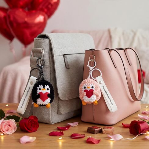Penguin Keychain Gift for Birthday, Him&Her, Boyfriend, Girlfriend & Best Friends | Crochet Kawaii Bag Charm Backpack Accessories(2 Pack) in Saudi Arabia