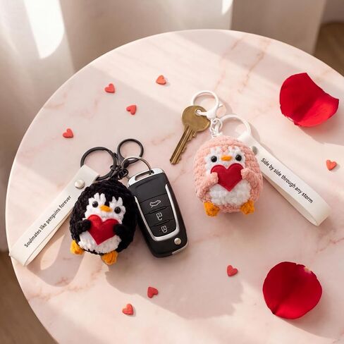 Penguin Keychain Gift for Birthday, Him&Her, Boyfriend, Girlfriend & Best Friends | Crochet Kawaii Bag Charm Backpack Accessories(2 Pack) in Saudi Arabia
