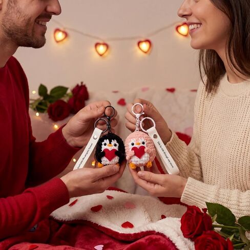 Penguin Keychain Gift for Birthday, Him&Her, Boyfriend, Girlfriend & Best Friends | Crochet Kawaii Bag Charm Backpack Accessories(2 Pack) in Saudi Arabia
