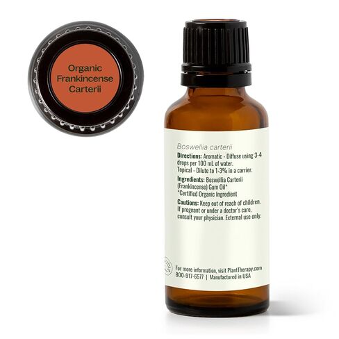 Plant Therapy Organic Frankincense Carterii Essential Oil 30 mL (1 oz) 100% Pure, USDA Certified Organic, Undiluted, Grounding Aromatherapy for Yoga and Meditation in Kuwait