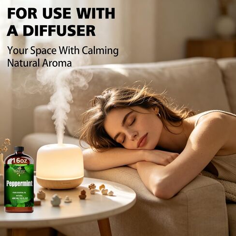 Peppermint Essential Oil, Peppermint Oil 16 Fl Oz 480ml for Diffuser Yoga Soap & Candle Making – with 0.33 Oz Roller Ball & Funnel YHSESSE Essential Oils in Kuwait