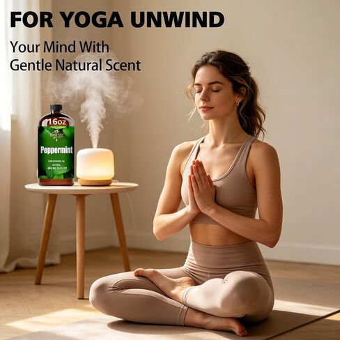 Peppermint Essential Oil, Peppermint Oil 16 Fl Oz 480ml for Diffuser Yoga Soap & Candle Making – with 0.33 Oz Roller Ball & Funnel YHSESSE Essential Oils in Kuwait