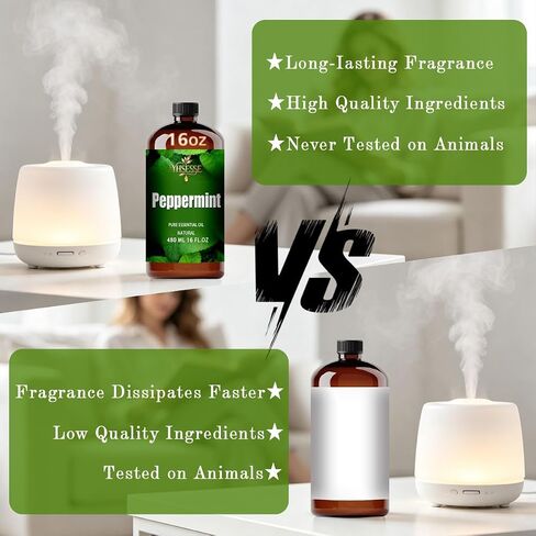 Peppermint Essential Oil, Peppermint Oil 16 Fl Oz 480ml for Diffuser Yoga Soap & Candle Making – with 0.33 Oz Roller Ball & Funnel YHSESSE Essential Oils in Kuwait