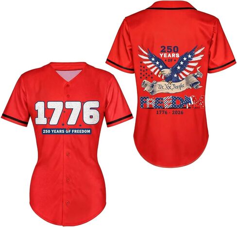 Dolpind 4th of July Patriotic Baseball Jersey Shirt for Women Button Down American Flag Top USA 250th Anniversary Jersey in Saudi Arabia