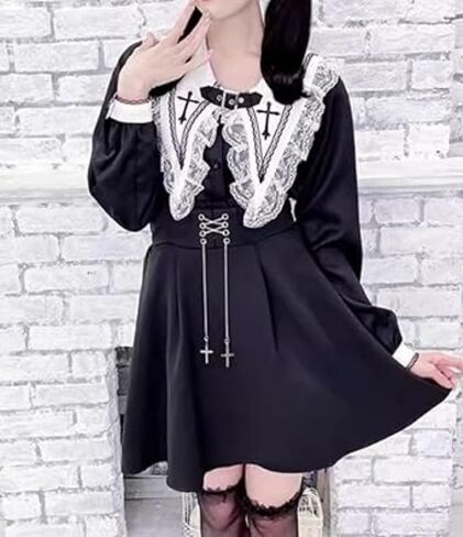 Lolita Shirts Jirai Kei Fashion Tenshi Kawaii Clothing Goth Shirts Women Lace Mesh Sheer Long Sleeve Blouse in Saudi Arabia