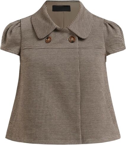Womens Peter Pan Collar Shirts Short Sleeve Button Down Cropped Babydoll Tops in Saudi Arabia