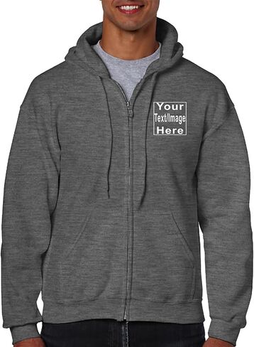 Yeh Gift Personalized Zip Up Hoodies for Men Women. Design Your Own Custom Zip Up Hoodie Front & Back with Own Text & Picture in Saudi Arabia