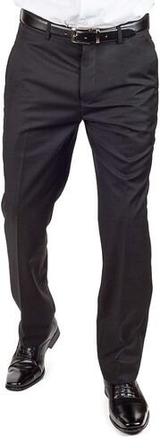Slim Fit Men's Solid Suit Pants Trouser Flat Front No Pleats Dress Slacks in Saudi Arabia