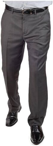 Slim Fit Men's Solid Suit Pants Trouser Flat Front No Pleats Dress Slacks in Saudi Arabia