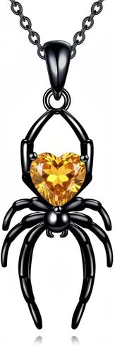 Gothic Spider Necklace for Women Black Spider Pendant Necklace with Birthstone Punk Jewelry Halloween Gifts for Goth Enthusiasts in Kuwait