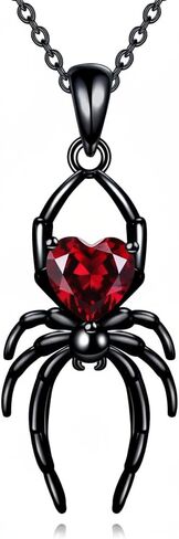 Gothic Spider Necklace for Women Black Spider Pendant Necklace with Birthstone Punk Jewelry Halloween Gifts for Goth Enthusiasts in Kuwait
