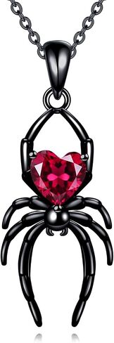 Gothic Spider Necklace for Women Black Spider Pendant Necklace with Birthstone Punk Jewelry Halloween Gifts for Goth Enthusiasts in Kuwait