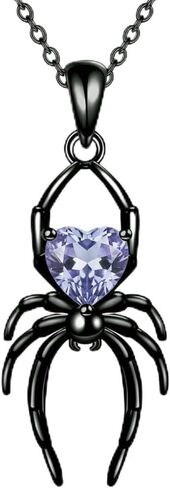 Gothic Spider Necklace for Women Black Spider Pendant Necklace with Birthstone Punk Jewelry Halloween Gifts for Goth Enthusiasts in Kuwait