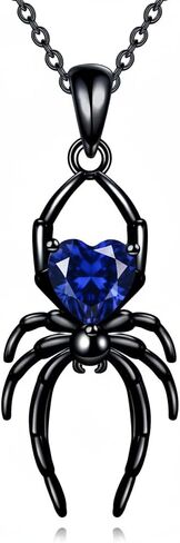 Gothic Spider Necklace for Women Black Spider Pendant Necklace with Birthstone Punk Jewelry Halloween Gifts for Goth Enthusiasts in Kuwait