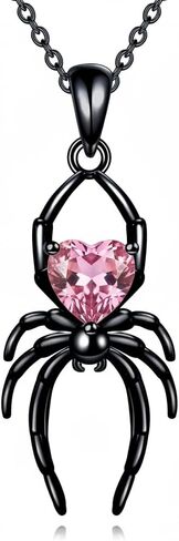 Gothic Spider Necklace for Women Black Spider Pendant Necklace with Birthstone Punk Jewelry Halloween Gifts for Goth Enthusiasts in Kuwait